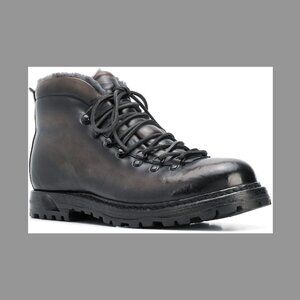 Officine Creative Alix Fur Lined Boots EUC Size 38 dark Grey Leather